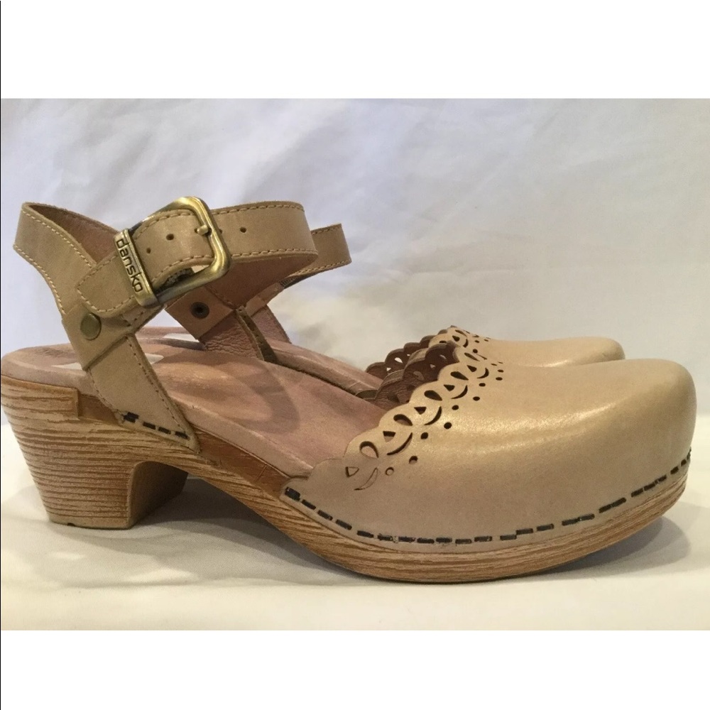 Dansko Marta Tan Ankle Strap Clogs